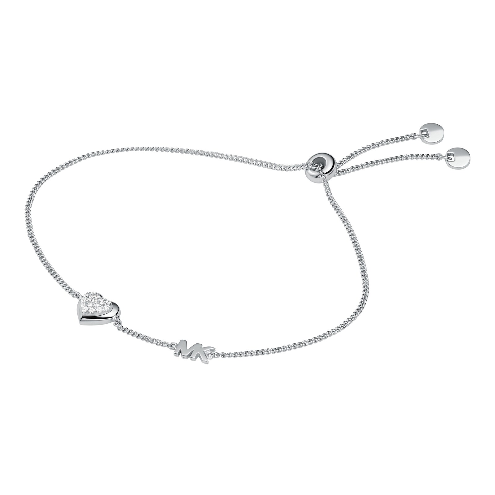 Michael Kors Sterling Silver Love Heart Cubic Zirconia Bracelet