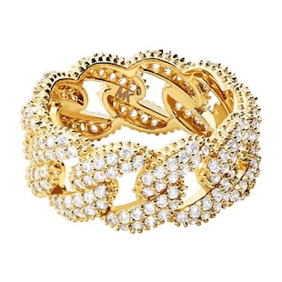 Michael Kors Yellow Gold Plated Statement Link Cubic Zirconia Ring