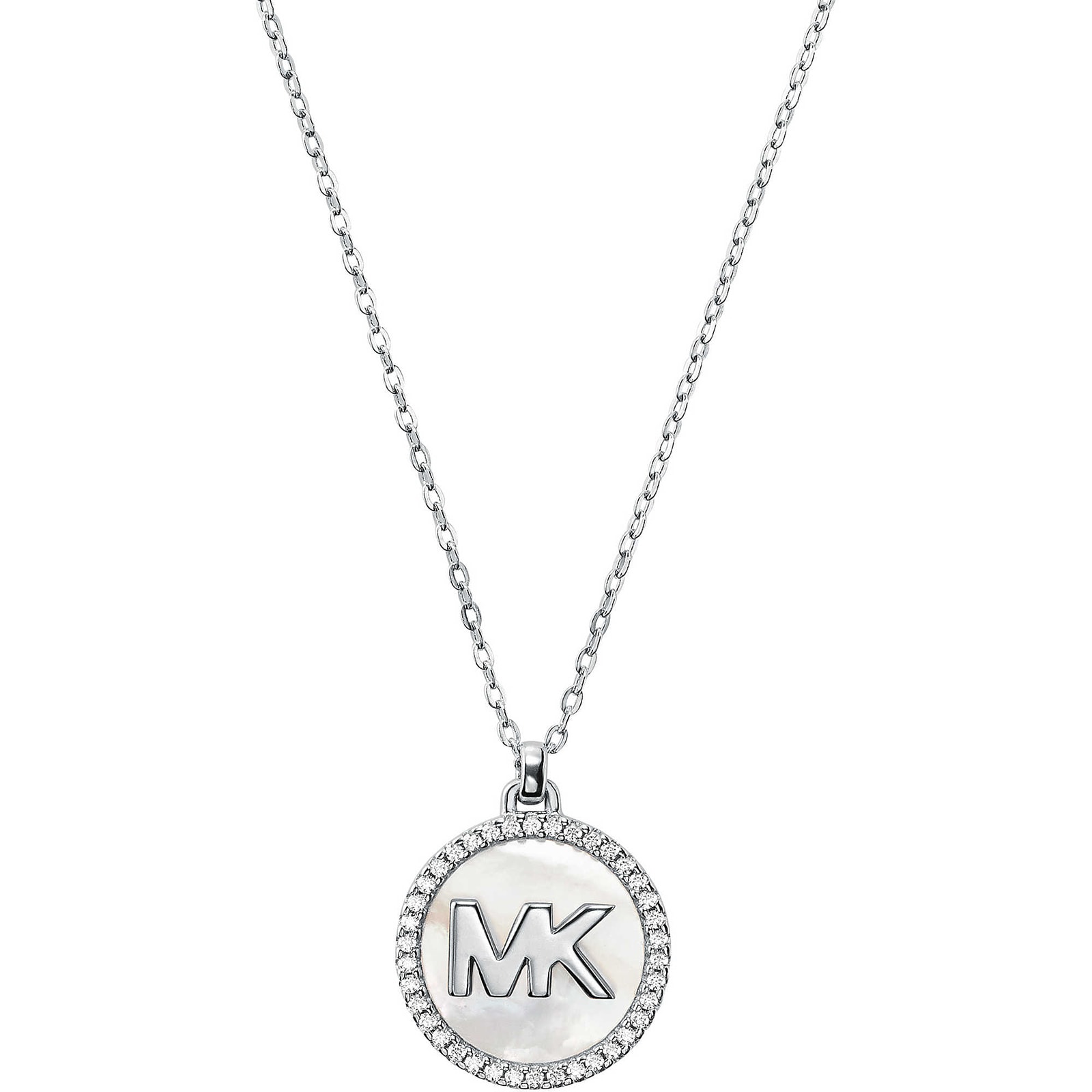 Michael Kors Sterling Silver Mother of Pearl Logo Pendant