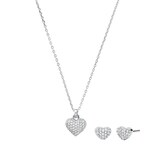 Michael Kors Silver Cubic Zirconia Heart Premium Necklace Box Set
