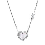 Michael Kors Silver Cubic Zirconia Mother of Pearl Heart Premium Necklace