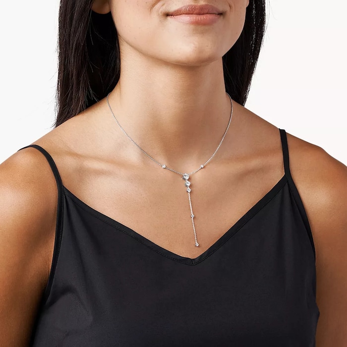 Michael Kors Silver Cubic Zirconia Lariat Premium Necklace