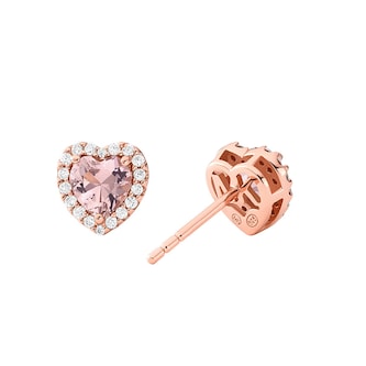 Michael Kors 14ct Rose Gold Coloured Kors Brilliance Cubic Zirconia Heart Stud Earrings