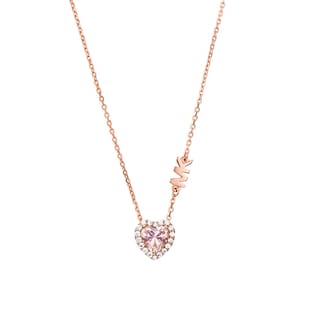Michael Kors 14ct Rose Gold Coloured Kors Brilliance Cubic Zirconia Heart Necklace