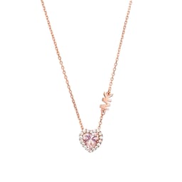 37200857 - 14ct Rose Gold Coloured Kors Brilliance Cubic Zirconia Heart Necklace