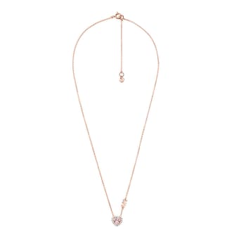 Michael Kors 14ct Rose Gold Coloured Kors Brilliance Cubic Zirconia Heart Necklace Michael Kors 14ct Rose Gold Coloured Kors Brilliance Cubic Zirconia Heart Necklace