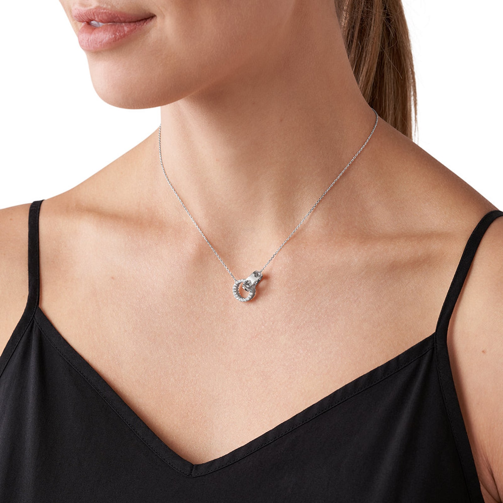 Michael Kors Sterling Silver Cubic Zirconia Ring Necklace