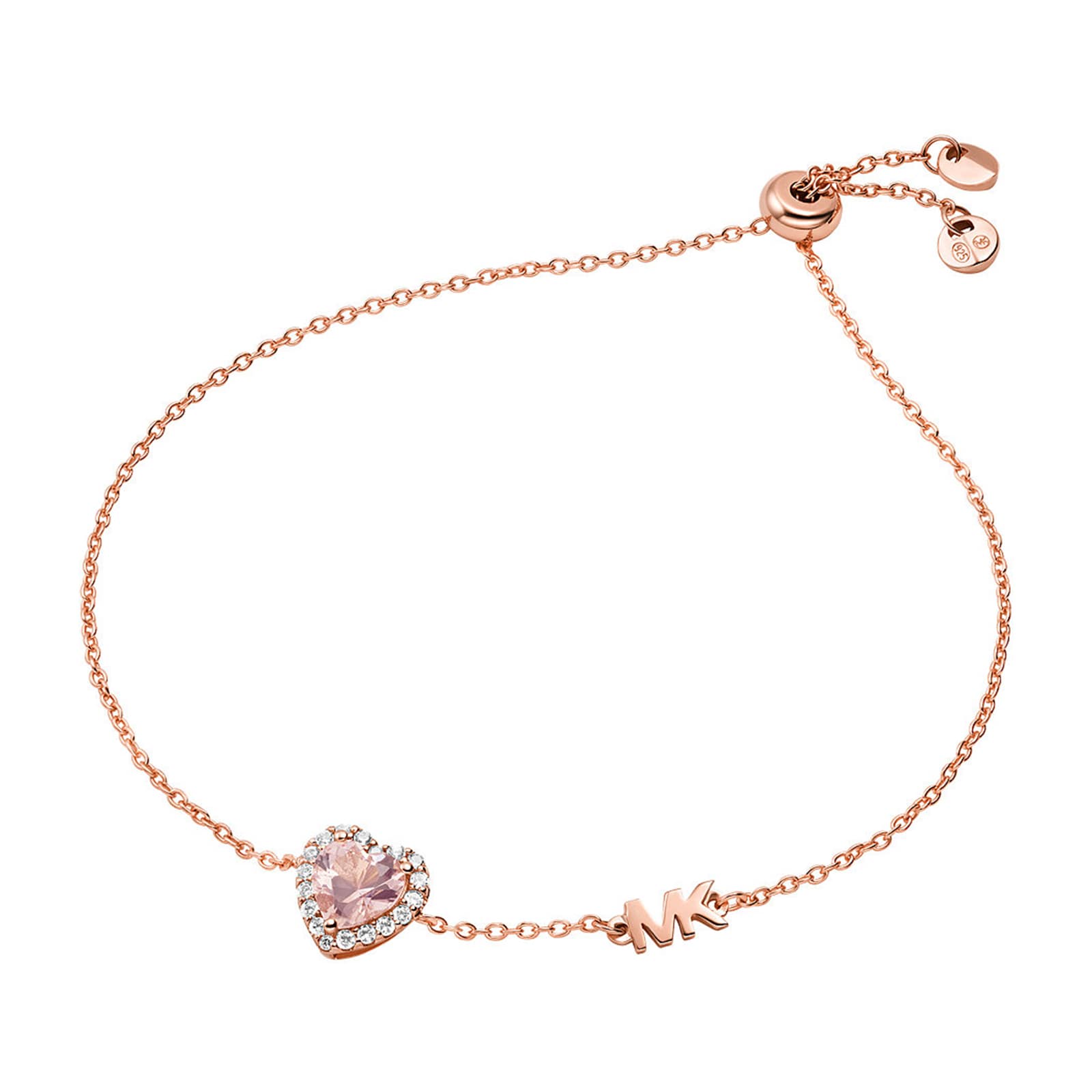 Michael Kors 14ct Rose Gold Coloured Kors Brilliance Cubic Zirconia Heart Bracelet