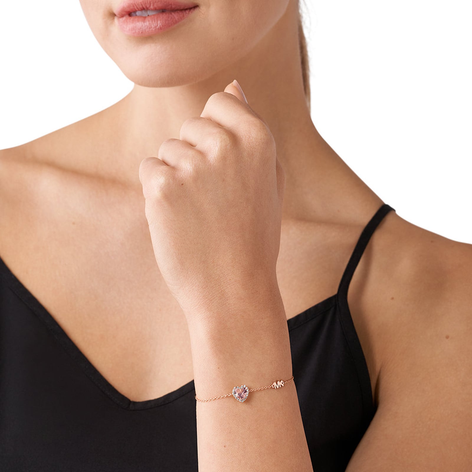 Michael Kors 14ct Rose Gold Coloured Kors Brilliance Cubic Zirconia Heart Bracelet