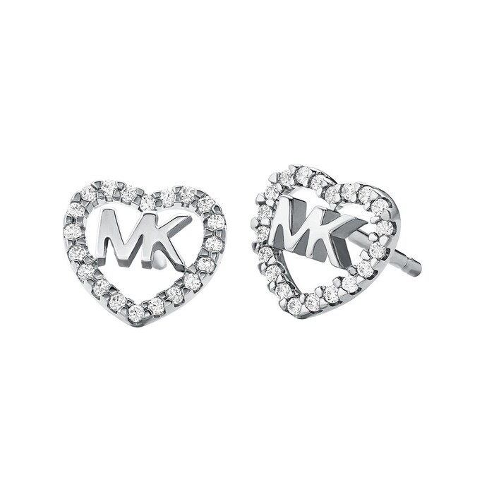 Michael Kors Sterling Silver Heart Stud Earrings