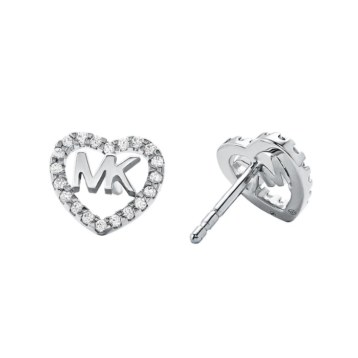 Michael Kors Sterling Silver Heart Stud Earrings