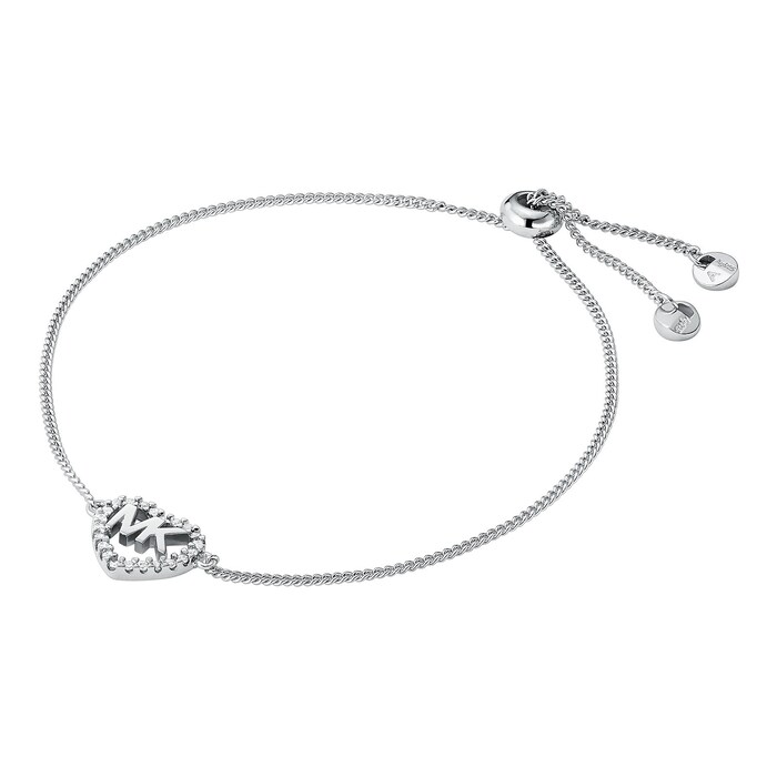 Michael Kors Sterling Silver Heart Logo Slider Bracelet