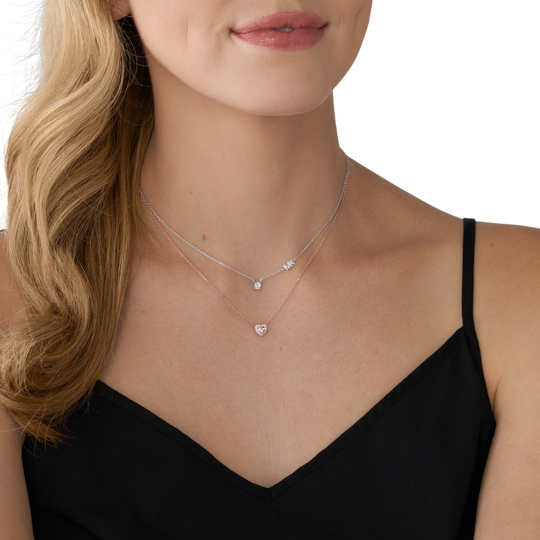 Michael Kors Sterling Silver Two-Tone Heart Necklace