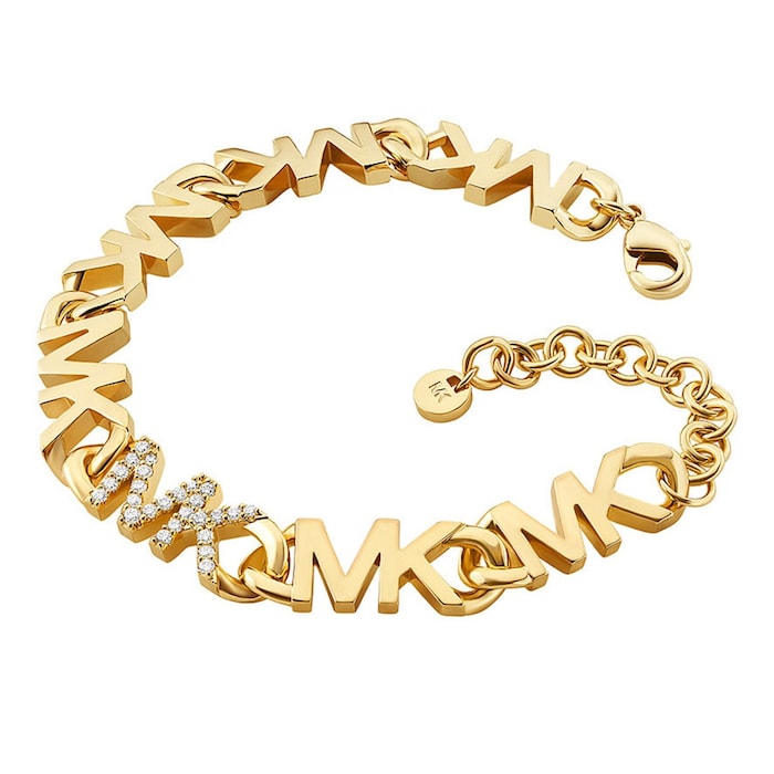 Michael Kors 14ct Yellow Gold Coloured MK Logo Chain Bracelet