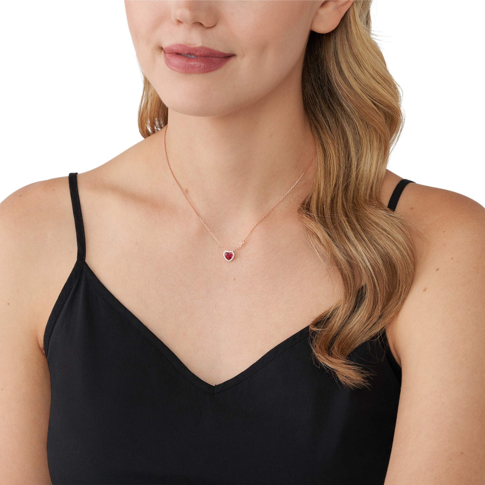 Michael kors red heart on sale necklace