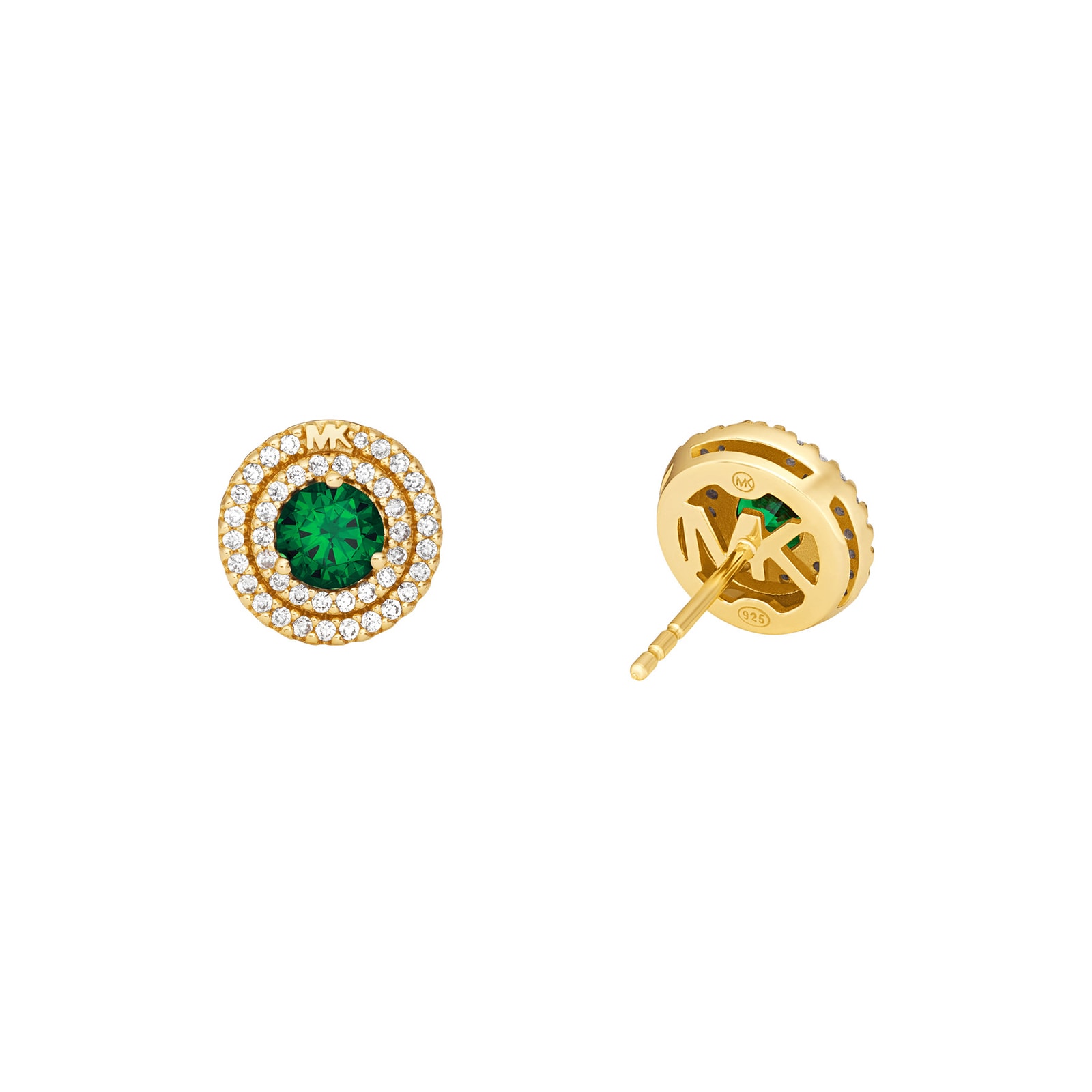 Michael Kors Yellow Gold Plated Green Crytal Stud Earrings