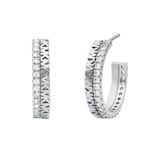 Michael Kors Sterling Silver MK Logo Crystal Hoop Earrings