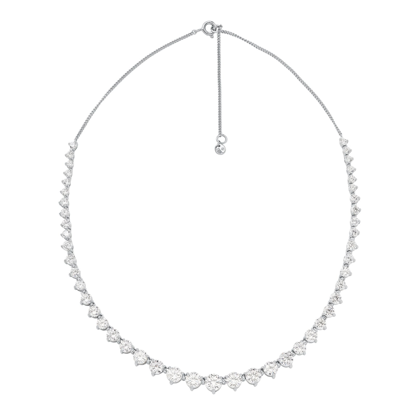 Michael Kors Sterling Silver Crystal Graduated Line Necklace