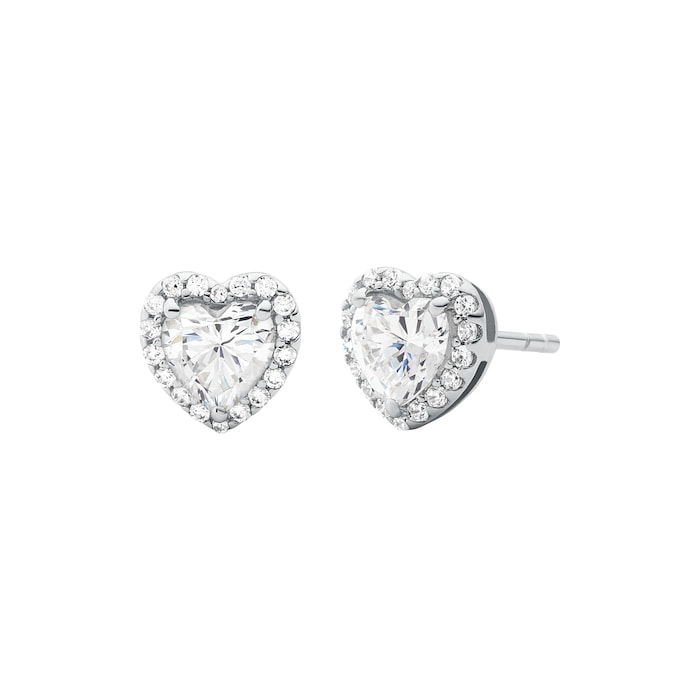 Michael Kors Silver Heart Crystal Stud Earrings