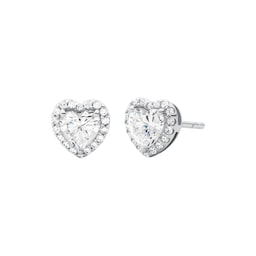 37200904 - Silver Heart Crystal Stud Earrings