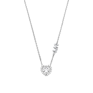 Michael Kors Silver Crystal Heart Necklace