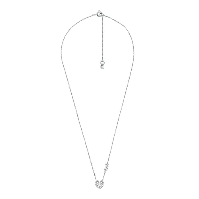 Michael Kors Silver Crystal Heart Necklace
