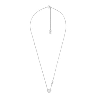 Michael Kors Silver Crystal Heart Necklace