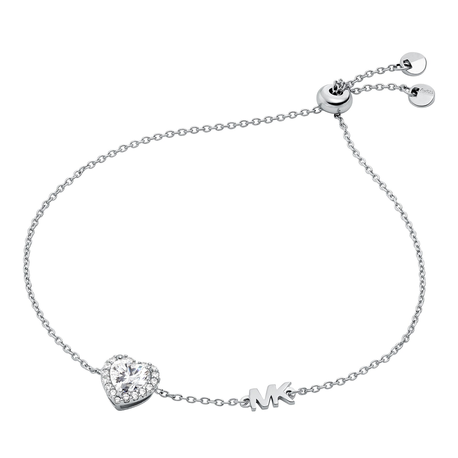 Silver Heart Crystal Slider Bracelet