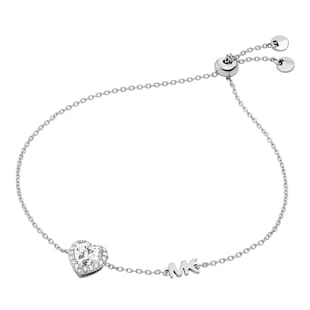 Michael Kors Silver Heart Crystal Slider Bracelet