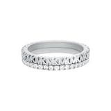 Michael Kors Ladies Sterling Silver Cubic Zirconia MK Logo Band Ring