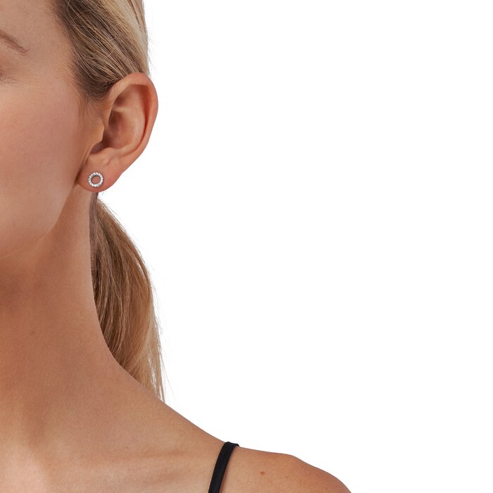 Michael Kors Silver Open Circle Crystal Stud Earrings