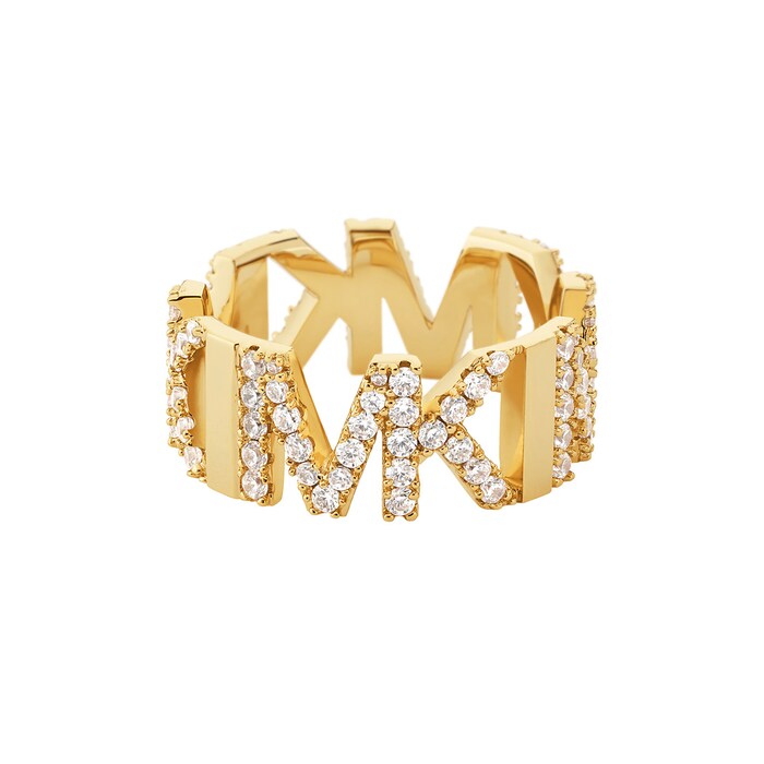 Michael Kors Ladies Yellow Gold Coloured MK Logo Ring MKJ7961710 ...