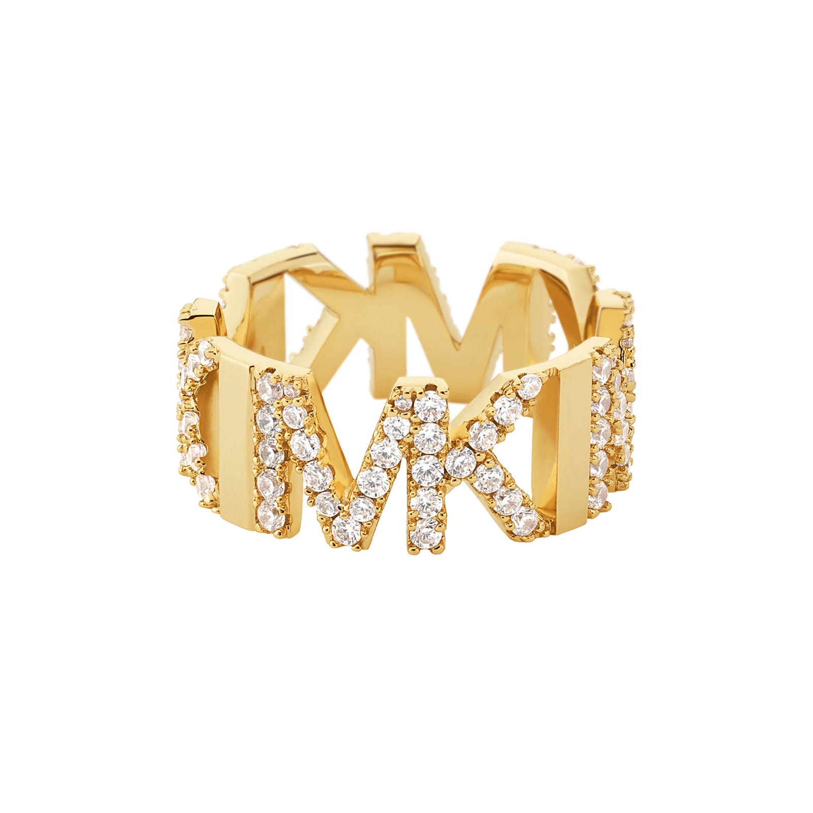 Michael Kors Ladies Yellow Gold Coloured MK Logo Ring