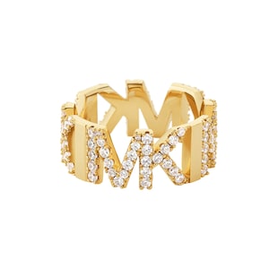 Michael Kors Ladies Yellow Gold Coloured MK Logo Ring