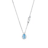 Michael Kors Silver Pear Shaped Blue Crystal Necklace