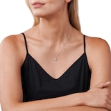Michael Kors Silver Pear Shaped Blue Crystal Necklace