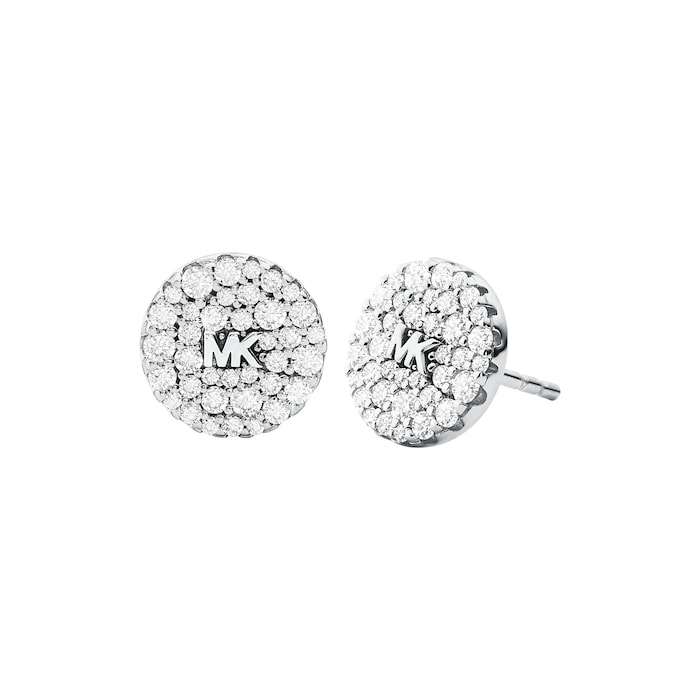 Michael Kors Silver Round Cubic Zirconia Stud Earrings