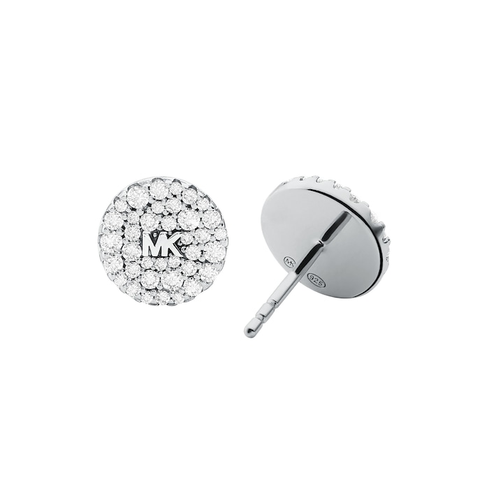 Michael Kors Silver Round Cubic Zirconia Stud Earrings