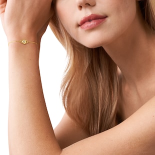 Michael Kors Yellow Gold Coloured Cubic Zirconia Lock Bracelet