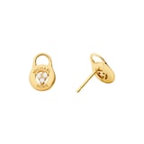 Michael Kors Yellow Gold Coloured Lock Stud Earrings