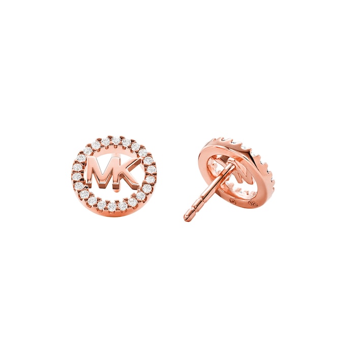 Michael Kors Rose Gold Coloured Logo Stud Earrings