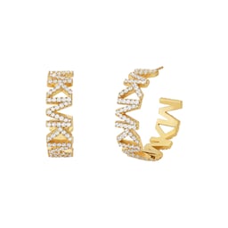 37200933 - Yellow Gold Coloured MK Logo Crystal Hoop Earrings