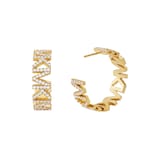 Michael Kors Yellow Gold Coloured MK Logo Crystal Hoop Earrings