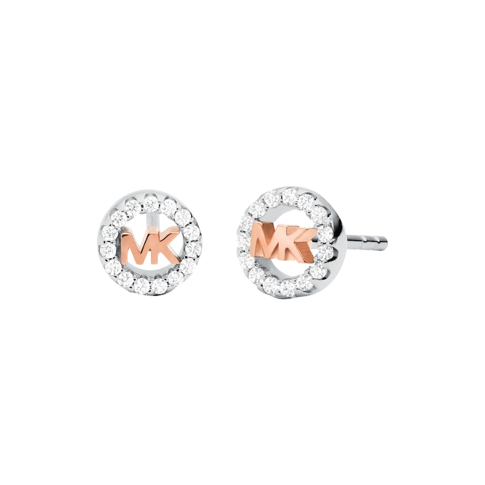 Michael Kors Two Toned MK Logo Stud Earrings