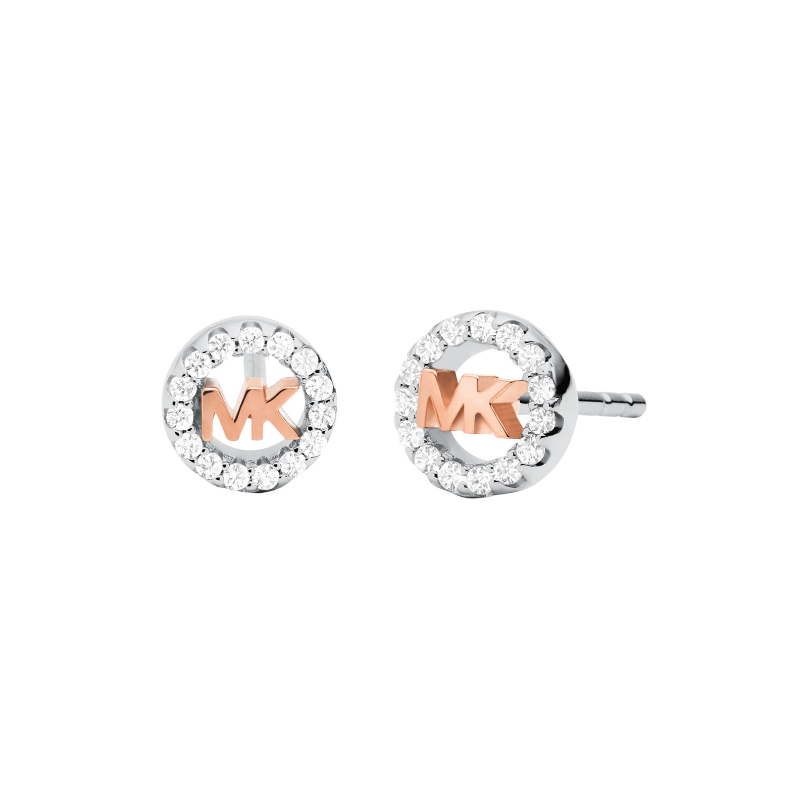 Two Toned MK Logo Stud Earrings