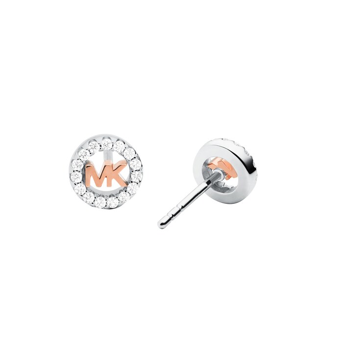 Michael Kors Two Toned MK Logo Stud Earrings