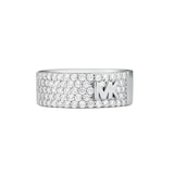 Michael Kors Ladies Sterling Silver MK Logo Cubic Zirconia Ring