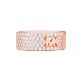 Michael Kors Ladies Rose Gold Coloured MK Logo Cubic Zirconia Ring