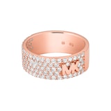 Michael Kors Ladies Rose Gold Coloured MK Logo Cubic Zirconia Ring