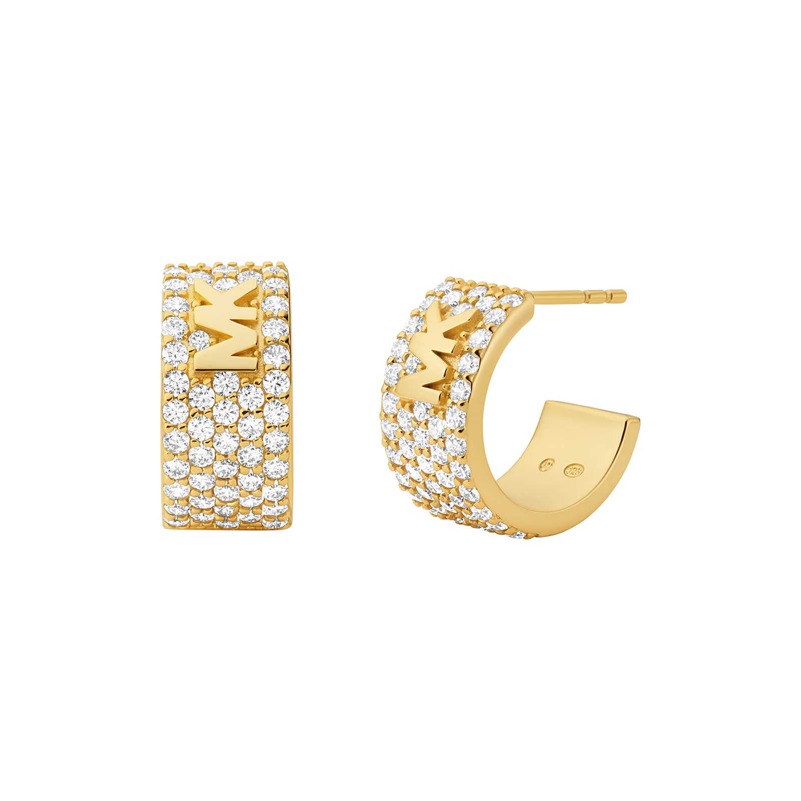 Yellow Gold Plated Logo Huggie Earrings